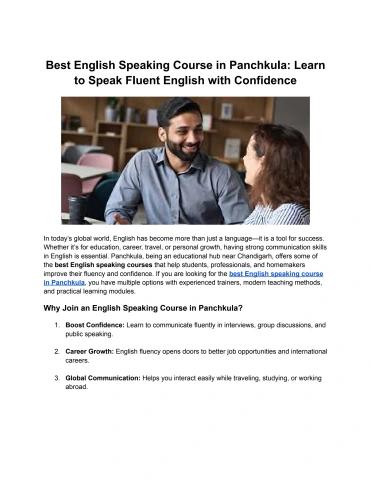 Best English Speaking Course in Panchkula_ Learn to Speak Fluent English with Confidence